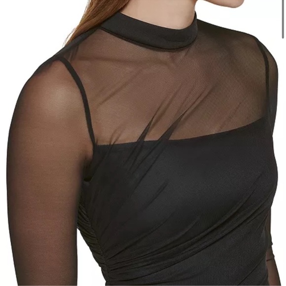 Calvin Klein Long Sleeve Black Party Cocktail Knee Length Dress Size 14 - Picture 10 of 10
